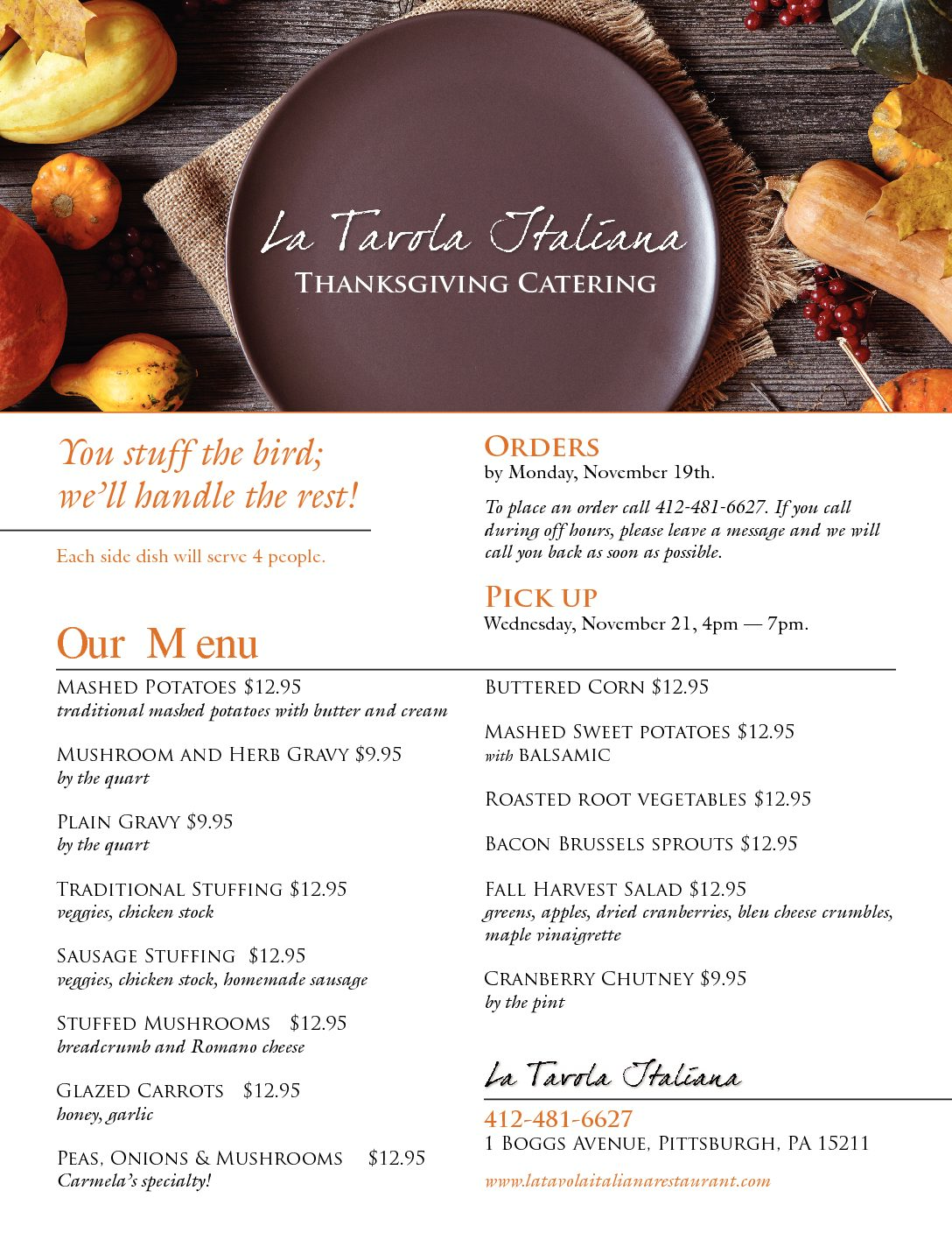 Valentine’s Day Menu La Tavola Italiana Pittsburgh, PA